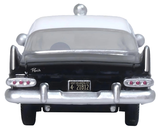 1959 Plymouth Savoy Black and White "Oklahoma Highway Patrol" 1/87 (HO) Scale Diecast Model Car by Oxford Diecast