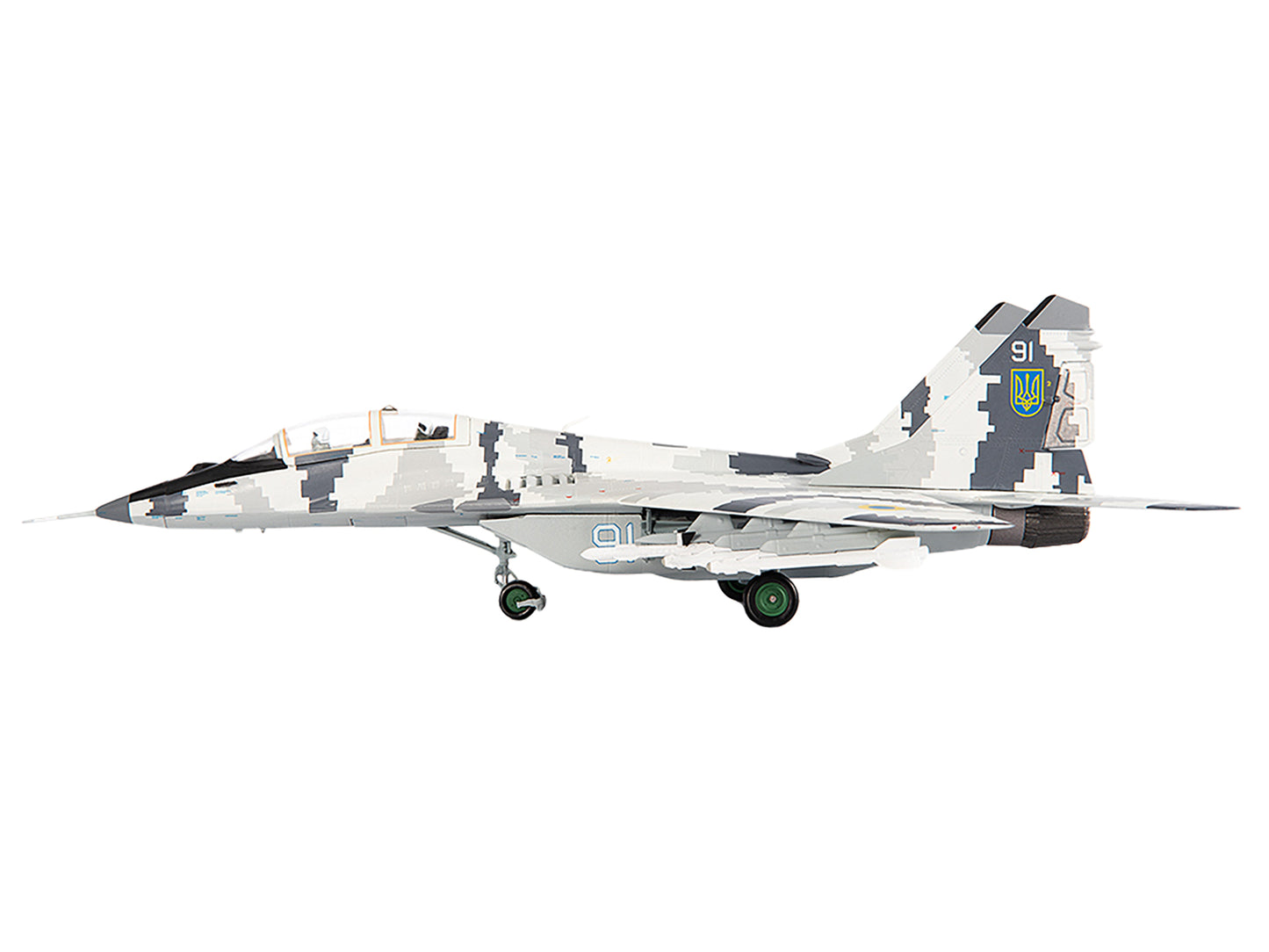 Mikoyan MiG-29UB Fulcrum-B Fighter Aircraft "Vasylkiv Air Base Ukraine" (2021) Ukrainian Air Force 1/72 Diecast Model by JC Wings