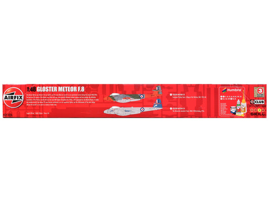 Level 3 Model Kit Gloster Meteor F.8 Aircraft with 2 Scheme Options 1/48 Plastic Model Kit by AirfixA09182A