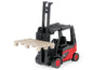 Linde E35 Forklift Truck Red with Black Top with Pallet Accessory Diecast Model by Siku