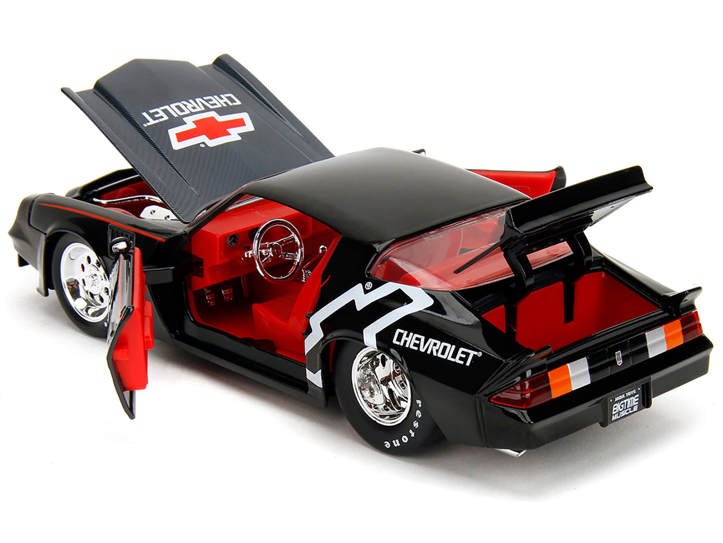 1979 Chevrolet Camaro Z28 "Chevrolet Performance" Black with Carbon Hood and Red Interior "Bigtime Muscle" Series 1/24 Diecast Model Car by Jada