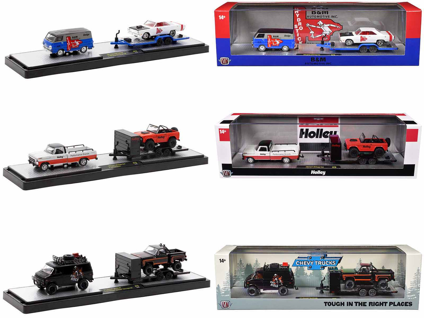 Auto Haulers Set of 3 Trucks Release 79 Limited Edition to 8000 pieces Worldwide 1/64 Diecast Models by M2 Machines