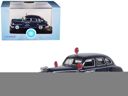 1946 DeSoto Suburban Ambulance Dark Blue "Junction City Ambulance" 1/87 (HO) Scale Diecast Model Car by Oxford Diecast