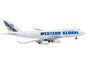 Boeing 747-400F Commercial Aircraft "Western Global" White with Blue Tail Stripes 1/400 Diecast Model Airplane by GeminiJets