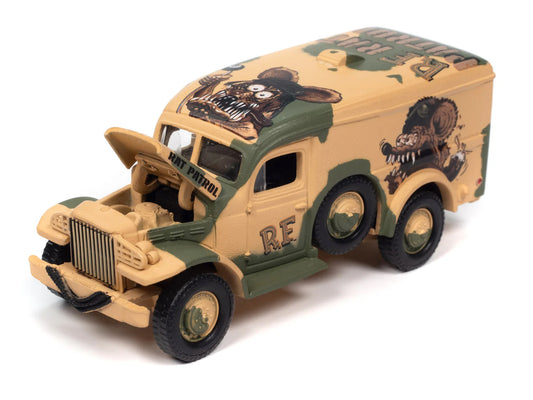 Dodge WC54 Ambulance Desert Camouflage "Rat Fink" "Pop Culture" 2024 Release 2 1/64 Diecast Model Car by Johnny Lightning