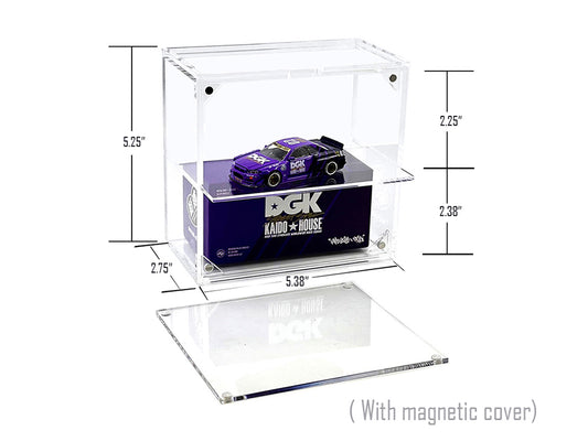 Showcase 2 Cars Desk Top Display Case with Cover "Mijo Exclusives" for 1/64 Scale Models