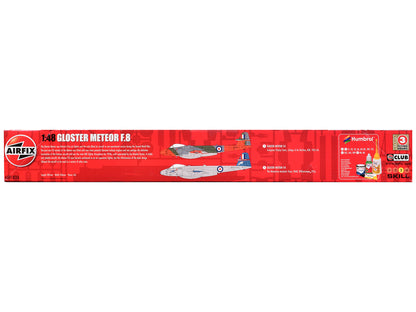 Level 3 Model Kit Gloster Meteor F.8 Aircraft with 2 Scheme Options 1/48 Plastic Model Kit by AirfixA09182A