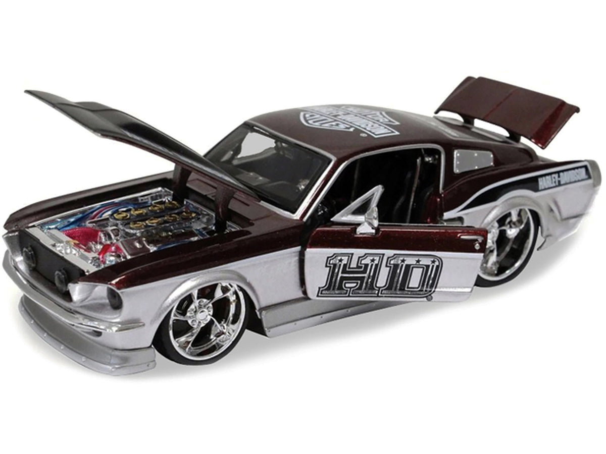 1967 Ford Mustang GT Red and Silver "Harley Davidson" 1/24 Diecast Model Car by Maisto